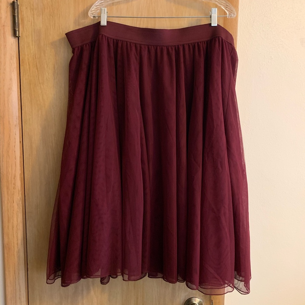Burgundy Tulle Skirt with Elastic Waistband